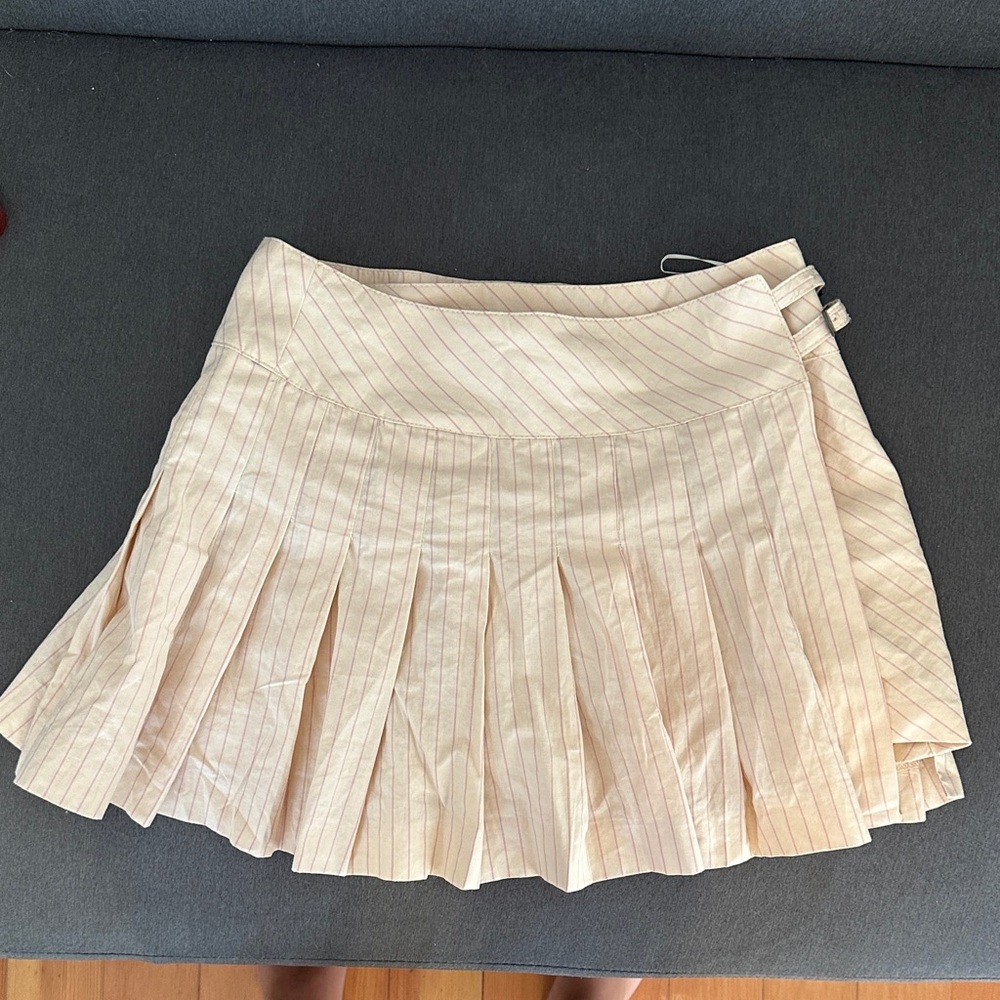 Zara Cream Striped A-Line Skort